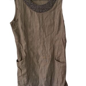 Embellished Brown Tunic Tank Dress